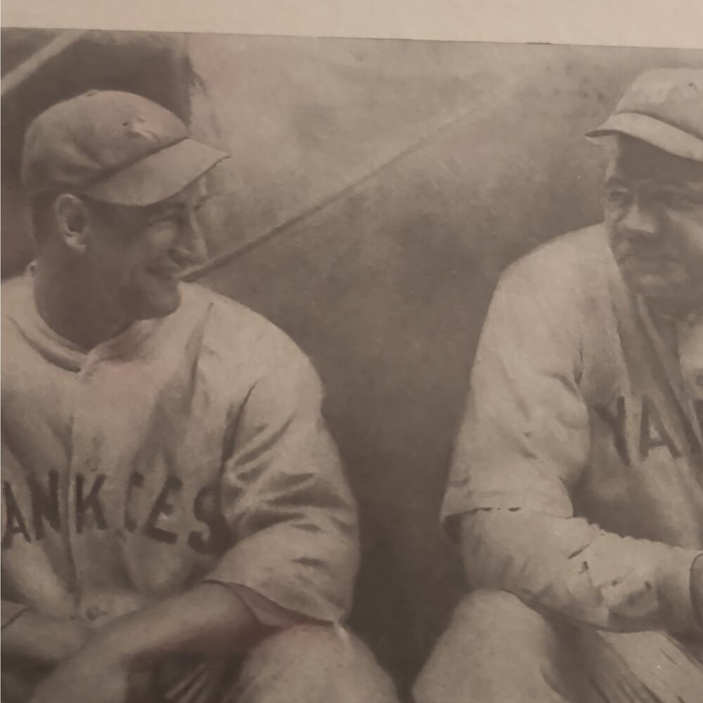 Baseball Print Framed Matted Babe Ruth Lou Gehrig Allen Friedlander Artist 19x23 - Picture 10 of 11